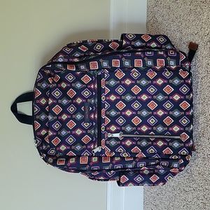 NWOT Vera Bradley laptop backpack with lots of pockets, multi colored